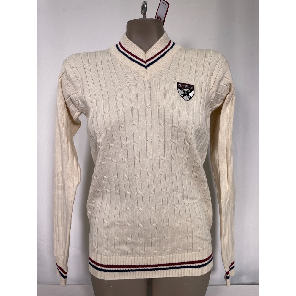 Harvard Business COOP Cotton Cable Knit Cricket V-Neck Sweater Women's XXS NWT